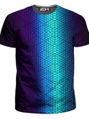 iEDM Blue Purple Geometric Festival Shirt Men’s Size M NWT